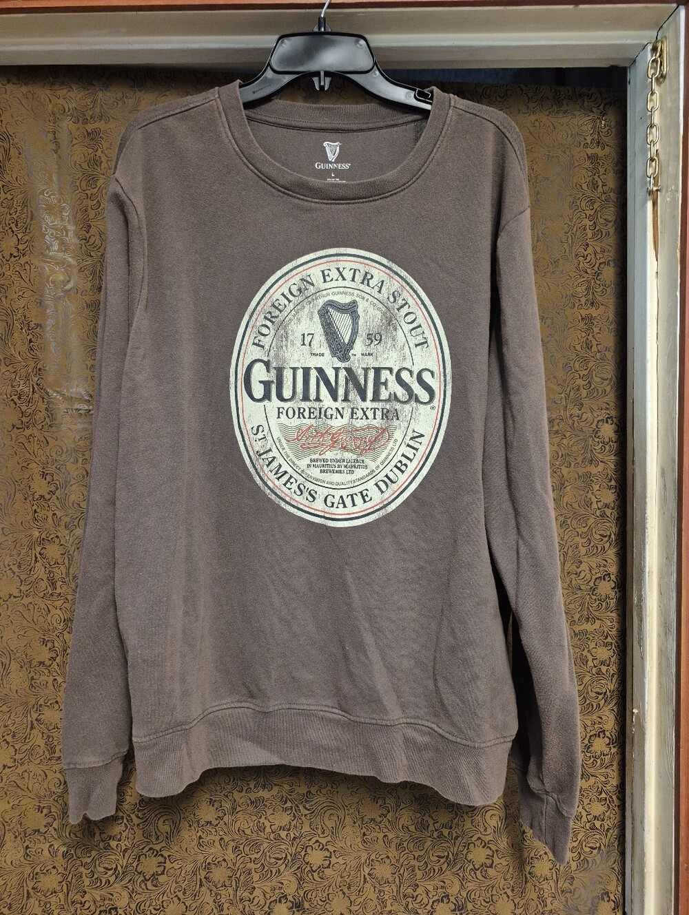 Guinness Brown Crewneck Sweatshirt with Vintage Logo